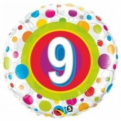 Party Planet Send Balloons 9th Birthday Balloon Multi / Helium Filled - Flat - Bouquet