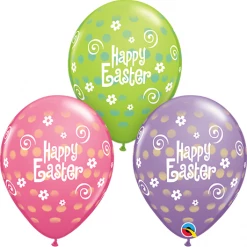 Not Specified Easter Polka Dot Balloons Assorted - Singles Or Packs - Helium Filled Or Flat