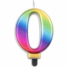 Alpen Number 0 Rainbow Candle | Short