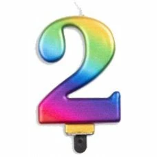 Alpen Candles Number 2 Rainbow Candle | Short