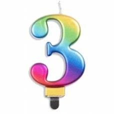Alpen Number 3 Rainbow Candle | Short Candles