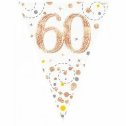 Alpen Birthday Banners & Bunting Rose Gold Sparkling Bunting | 60th Birthday