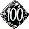 Not Specified 100th Birthday Balloon - Black & Silver / Bouquet