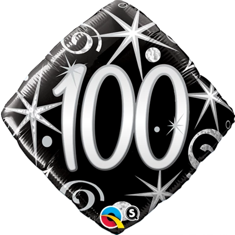 Not Specified 100th Birthday Balloon - Black & Silver / Bouquet