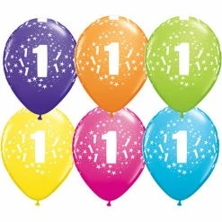 Not Specified 1st Birthday Balloons Assorted - Single Or Pack - Helium Filled - Flat Printed AGES