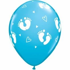 Not Specified Printed Balloons Footprints Blue Balloons - Singles Or Packs - Helium Filled Or Flat