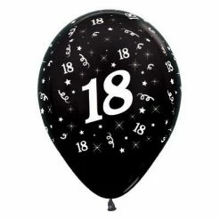 Not Specified 18th Balloon Black - Singles Or Packs - Helium Filled Or Flat - Choose Your Colour
