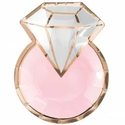 Balloon Agencies Rose Gold Diamond Ring Plates 8pk Hens Night / Bridal Shower