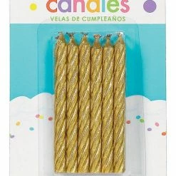 Metero Gold Glittered Candles Large Spiral