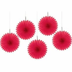 Balloon Agencies Hanging Fans 15cm | Red | 5pk Paper Decor & Lanterns