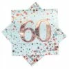 Alpen 60th Napkins Rose Gold & White 60th Birthday