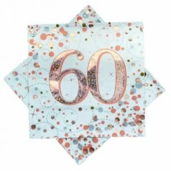 Alpen 60th Napkins Rose Gold & White 60th Birthday