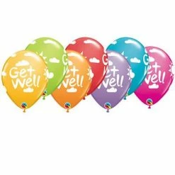 Not Specified Get Well Balloons Assorted - Singles Or Packs - Helium Filled Or Flat Printed Balloons