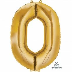 Balloon Agencies Large Number 0 Balloon - Gold 86cm
