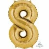 Balloon Agencies Letters & Numbers - Large Large Number 8 Balloon - Gold 86cm