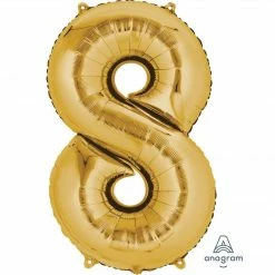 Balloon Agencies Letters & Numbers - Large Large Number 8 Balloon - Gold 86cm