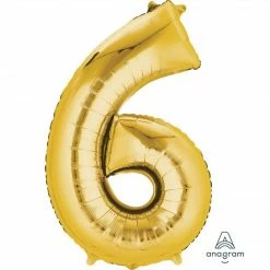 Balloon Agencies Large Number 6 Balloon - Gold 86cm