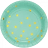 Balloon Agencies Mint Green & Gold Paper Plates | Snack | Pk8 Greens