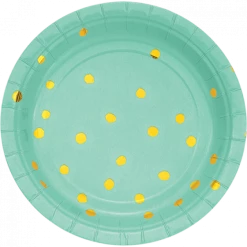 Balloon Agencies Mint Green & Gold Paper Plates | Snack | Pk8 Greens