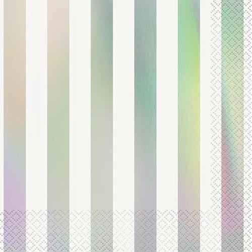 Metero Napkins - Printed Iridescent Striped Lunch Napkins Pk16
