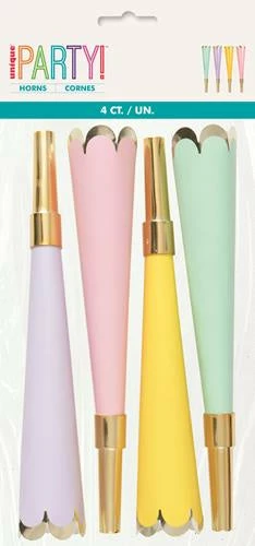 Metero Pastel Party Horns Pk4