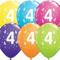 Not Specified Printed AGES 4th Birthday Balloons Assorted - Single Or Pack - Helium Filled - Flat