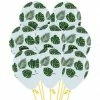 Not Specified Leaves Print Balloons Green On White - Singles Or Packs - Helium Filled Or Flat Printed Balloons