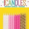Metero White, Pink & Gold Candles Pk 24