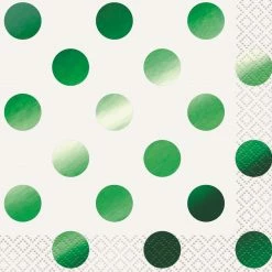Meteor Green Metallic Dots - Beverage Napkins Napkins - Printed