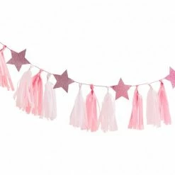 Balloon Agencies Pink Tassel Garland With Pink Glittered Stars Ginger Ray