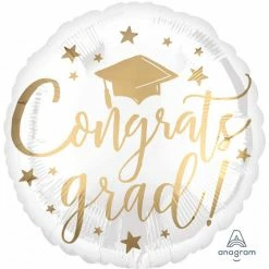Party Planet Congrats Grad Balloon Gold & White