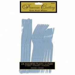 Balloon Agencies Pastle Blue Cutlery Plastic Set Of 24 Catering