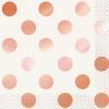 Metero Rose Gold Napkins Cocktail Dots Pk16 Napkins - Printed