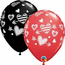 Not Specified Valentines Day Balloon With Arrow & Hearts - Red & Black