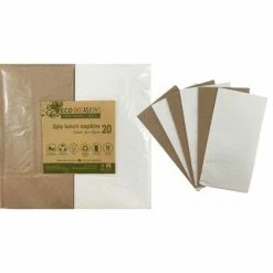 Alpen Lunch Napkins | 1/8 Fold | White & Kraft 20pk Eco Friendly & Wooden Supplies