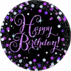 Balloon Agencies Happy Birthday Plates | Pink & Black