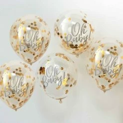 Balloon Agencies Oh Baby Gold Filled Confetti Balloons 5pk Ginger Ray