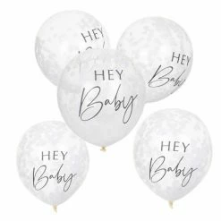 Balloon Agencies Hey Baby Tissue Filled Confetti Balloons 5pk Ginger Ray