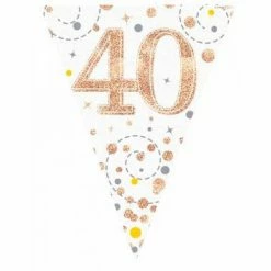 Alpen Rose Gold Sparkling Bunting | 40th Birthday Birthday Banners & Bunting