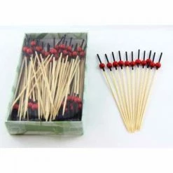 Alpen Wooden Pick Black Top With Red Ball 12cm (Rio) Box 100 Eco Friendly & Wooden Supplies