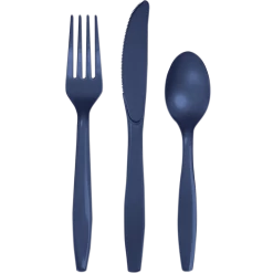 Balloon Agencies Navy Blue Cutlery- Plastic Set Of 24