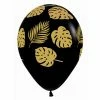 Not Specified Gold Leafs On Black Balloon - Singles Or Packs - Helium Filled Or Flat Printed Balloons