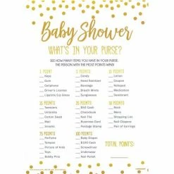 Not Specified Baby Shower 'What's In Your Purse?' Game