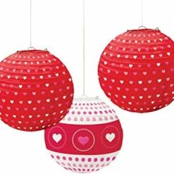 Balloon Agencies Valentines Day Love Heart Paper Lanterns 3pk
