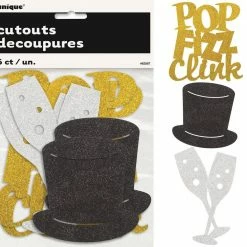 Meteor New Years Eve New Year Mini Glitter Cutouts 6pk