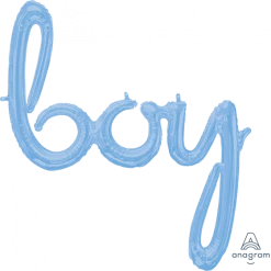 Balloon Agencies Script Balloons - AIR FILLED Boy Script Balloon Blue