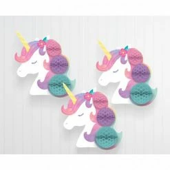 Balloon Agencies UNICORN HONEYCOMB HANGING DECORATIONS