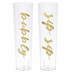 Balloon Agencies Plastic Cups, Wine & Champ. Plastic Champagne Glass Stemless Pack Of 2