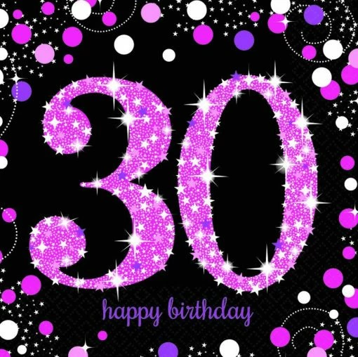 Balloon Agencies 30th Birthday 30th Napkins Pink & Black
