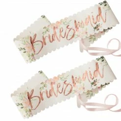 Balloon Agencies Sashes, Tiaras & Badges Bridesmaid Rose Gold Foiled Sashes | 2pk
